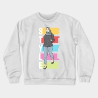 Hijab Blue Jeans Crewneck Sweatshirt